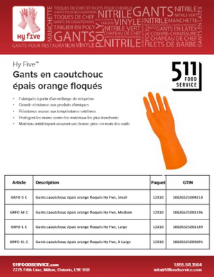 Catalog: Hy Five - Gants en caoutchouc épais orange floqués