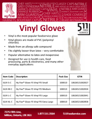 Catalog: Hy Five - Vinyl Gloves