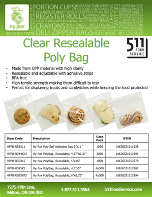 Catalog: Hy Pax - Clear Resealable Poly Bag