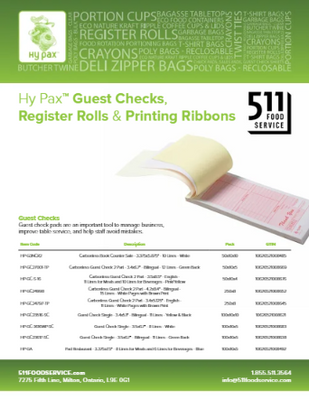 Catalog: Hy Pax - Guest Checks, Register Rolls & Printing Ribbons