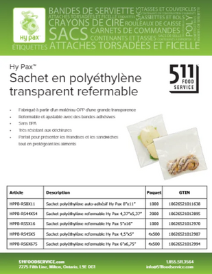 Catalog: Hy Pax - Sachet en polyéthylène transparent refermable
