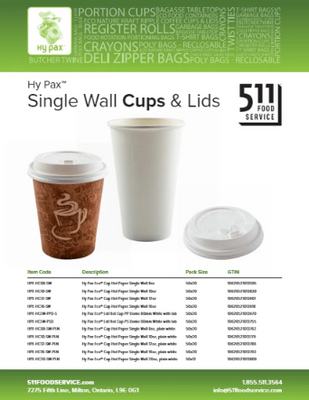 Catalog: Hy Pax - Single Wall Cups & Lids