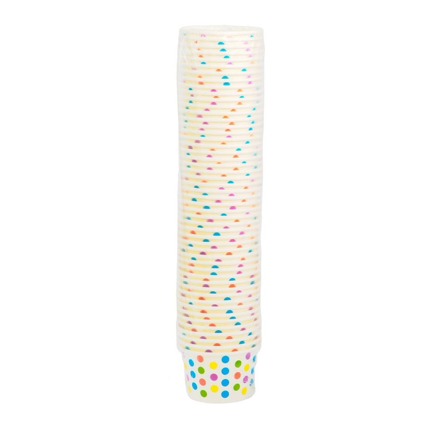 8oz Paper Sundae Cup, Polka Dot Design, sleeve
