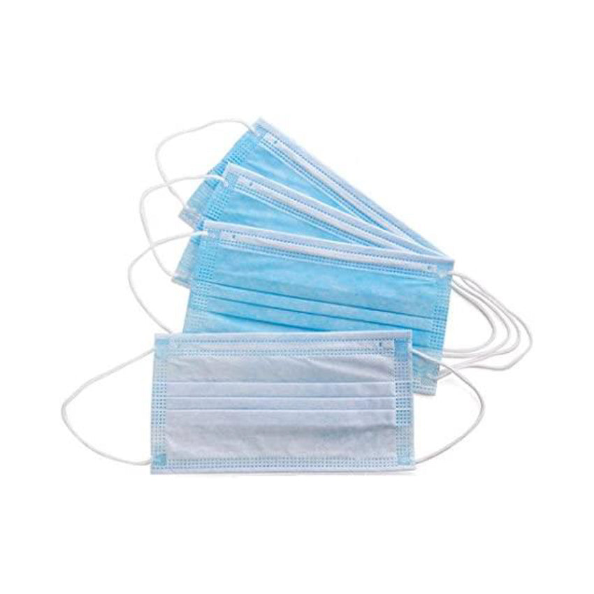  Facemask Ear loop 3ply nonwoven Blue, front and back