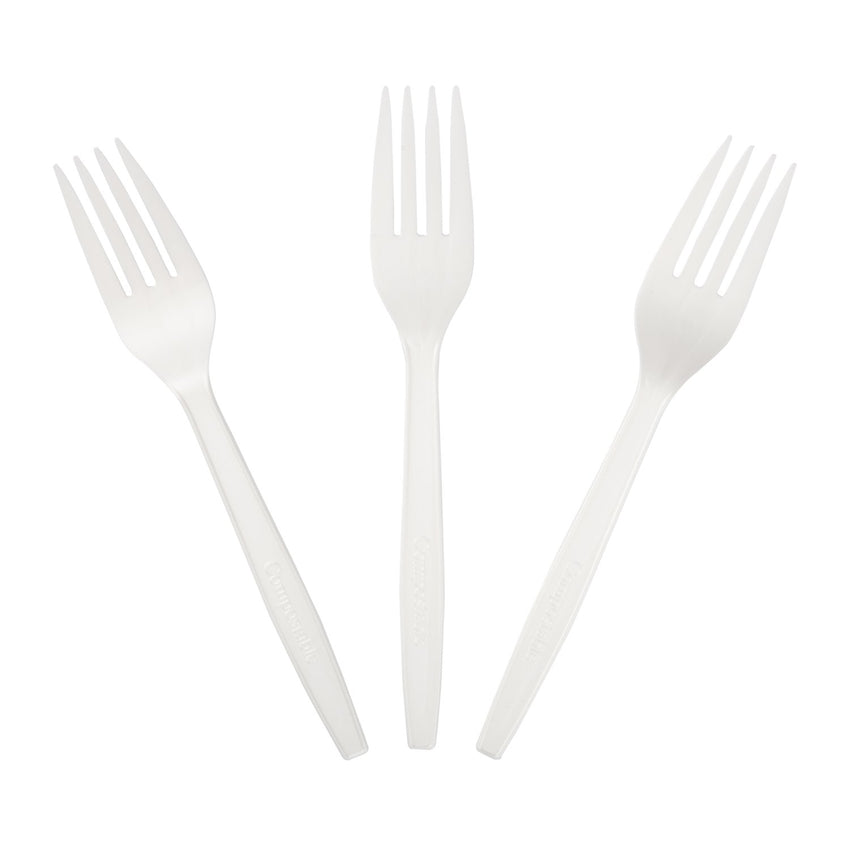 6.5" Compostable CPLA Fork, Three Forks Fanned Out