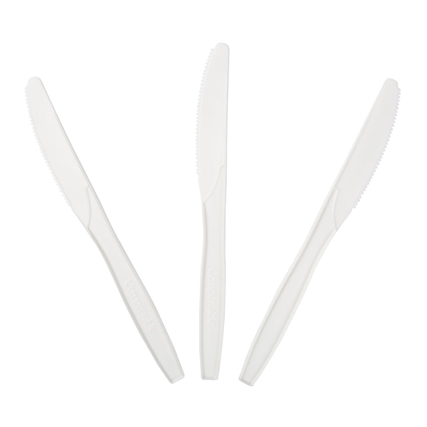 6.5" Compostable CPLA Knife, Three Knives Fanned Out