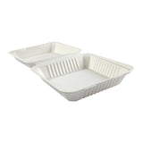 Large Hinged Lid Containers 9" x 9" x 3.19", Opened Container, Side View