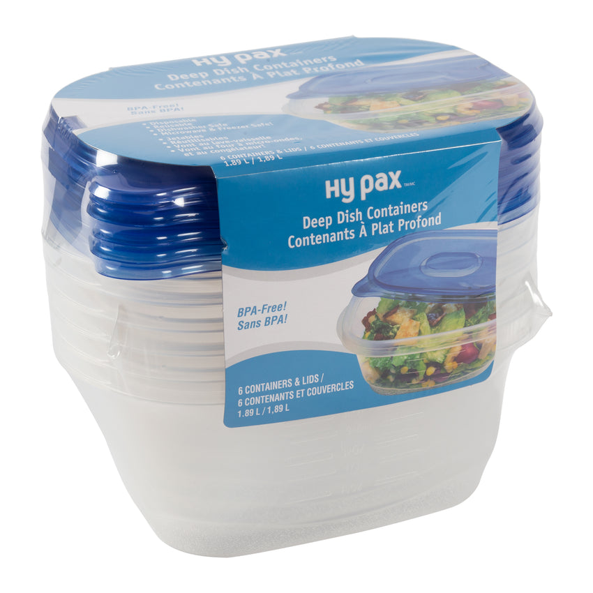 Container Deep Dish w Lid PP BPA Free 64oz, Case 6x8