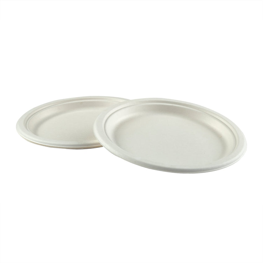 9" Round Plates, Multiple Plates Stacked With Overlapping Edge