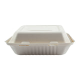 Large PLA Lined Hinged Lid Containers 9 x 9 x 3.19", Closed Container, Front View