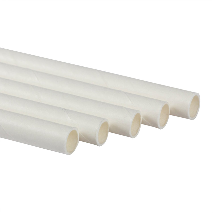 WHITE 7.75" JUMBO UNWRAPPED PAPER STRAW, Detailed Group View