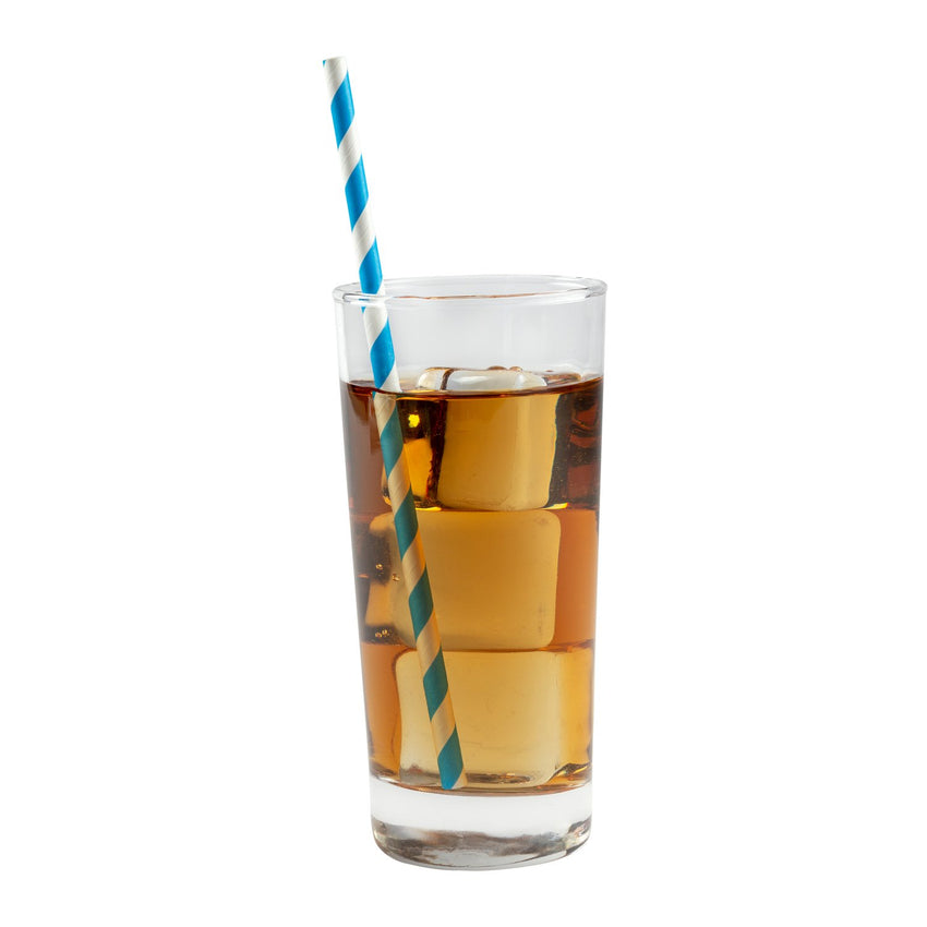 BLUE STRIPE 7.75" JUMBO UNWRAPPED PAPER STRAW, Straw In Drink