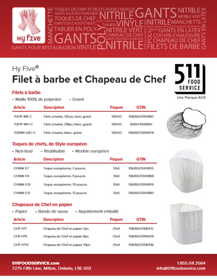 Catalog: Hy Five - Filet à barbe et Chapeau de Chef
