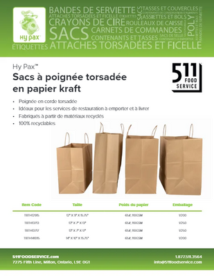 Catalog: Hy Pax - Sacs à poignée torsadée en papier kraft