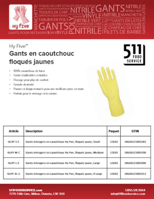 Catalog: Hy Five - Gants en caoutchouc floqués jaunes