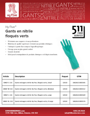 Catalog: Hy Five - Gants en nitrile floqués verts