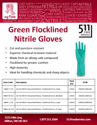 Catalog: Hy Five - Green Flocklined Nitrile Gloves