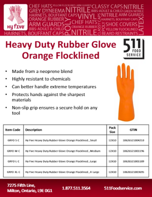 Catalog: Hy Five - Heavy Duty Rubber Glove Orange Flocklined