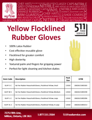 Catalog: Hy Five - Yellow Flocklined Rubber Gloves