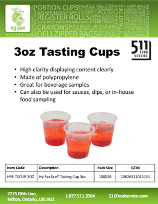 Catalog: Hy Pax - 3oz Tasting Cups