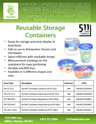 Catalog: Hy Pax - Reusable Storage Containers