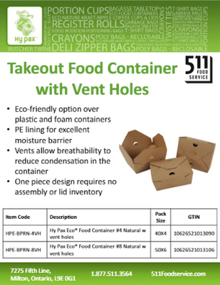 Catalog: Hy Pax - Takeout Food Container with Vent Holes
