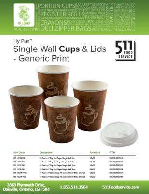 Catalog: Hy Pax - Single Wall Cups & Lids (Generic)