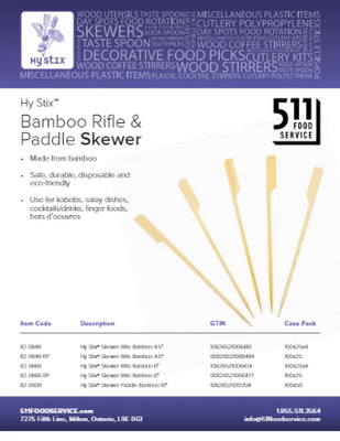 Catalog: Hy Stix - Bamboo Rifle & Paddle Skewer