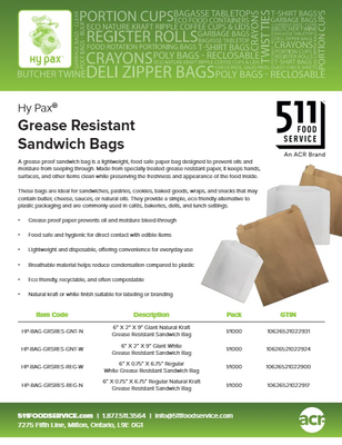 Catalog: Hy Pax - Grease Resistant Sandwich Bags