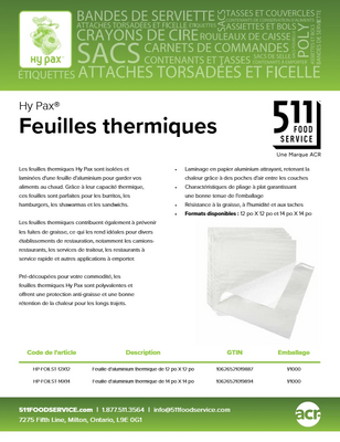 Catalog: Hy Pax - Feuilles thermiques