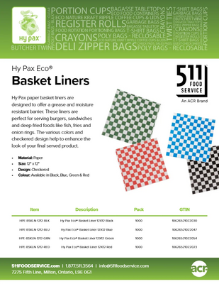 Catalog: Hy Pax - Basket Liners