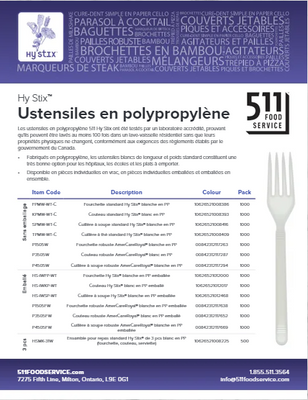 Catalog: Hy Stix - Ustensiles en polypropylène