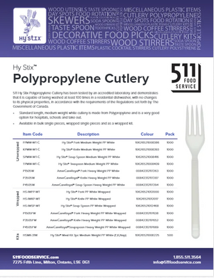Catalog: Hy Stix - Polypropylene Cutlery