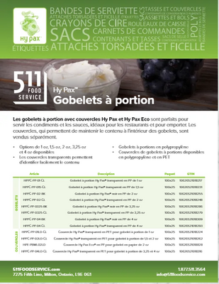 Catalog: Hy Pax - Gobelets à portion
