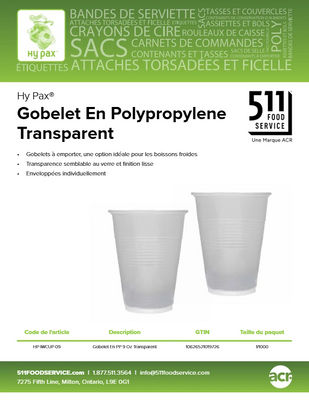 Catalog: Hy Pax - Gobelet En Polypropylene Transparent