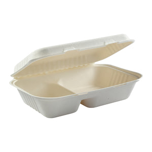 Hoagie Hinged Lid 2 Compartment Bagasse 9