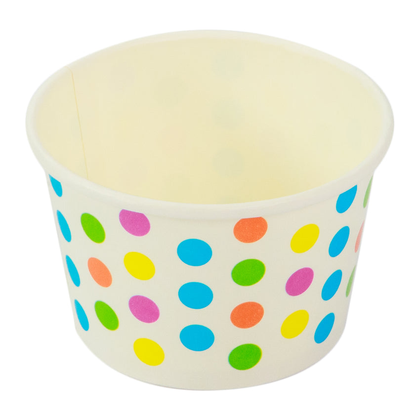 8oz Paper Sundae Cup, Polka Dot Design