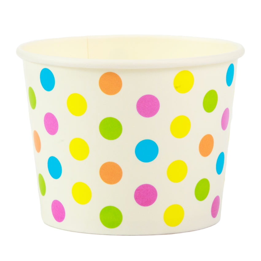 12oz Paper Sundae Cup, Polka Dot Design