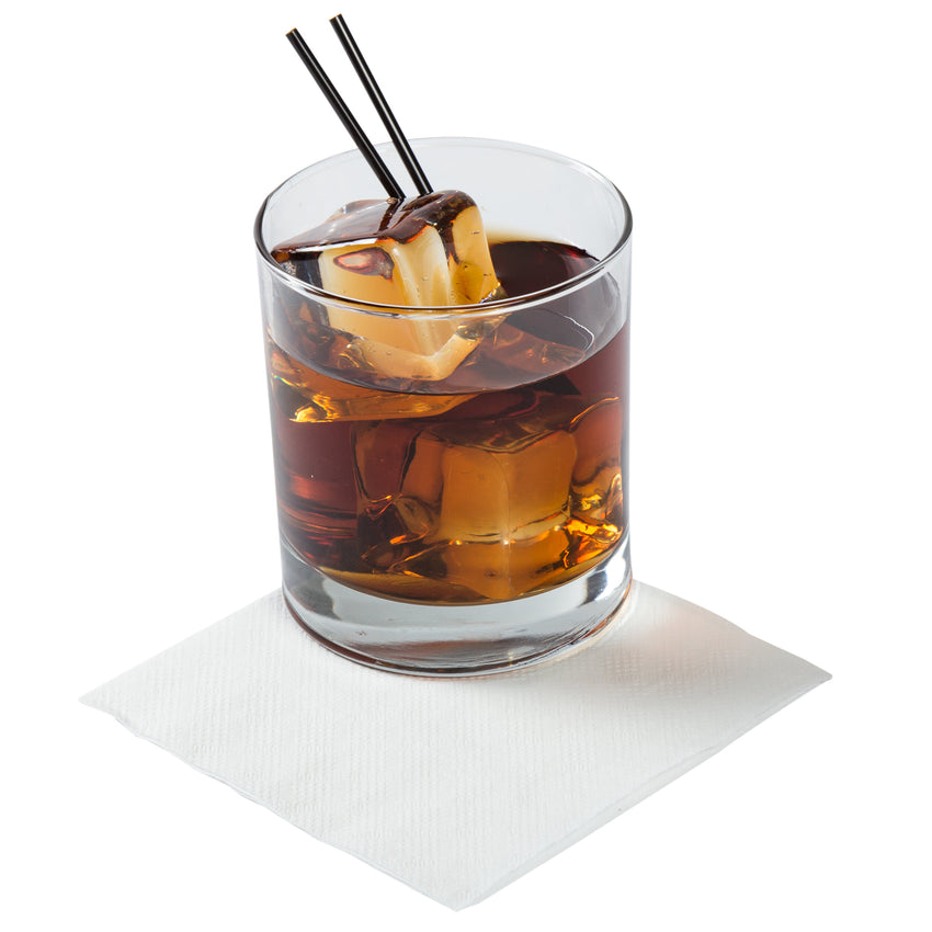 Beverage Napkin, 9" x 9", 1 Ply, White, with drink