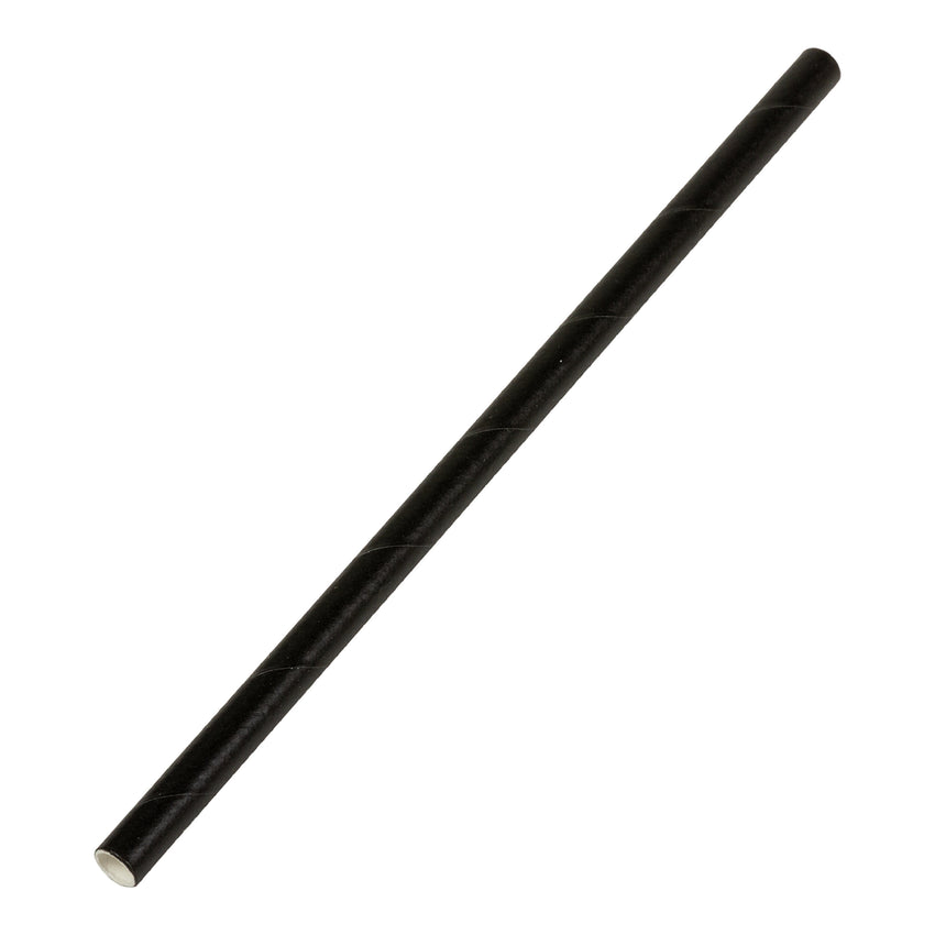 Eco Straw Cocktail Paper 6" Black Unwrapped