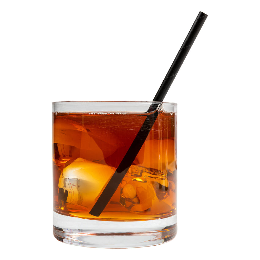 Eco Straw Cocktail Paper 6" Black Unwrapped, app shot