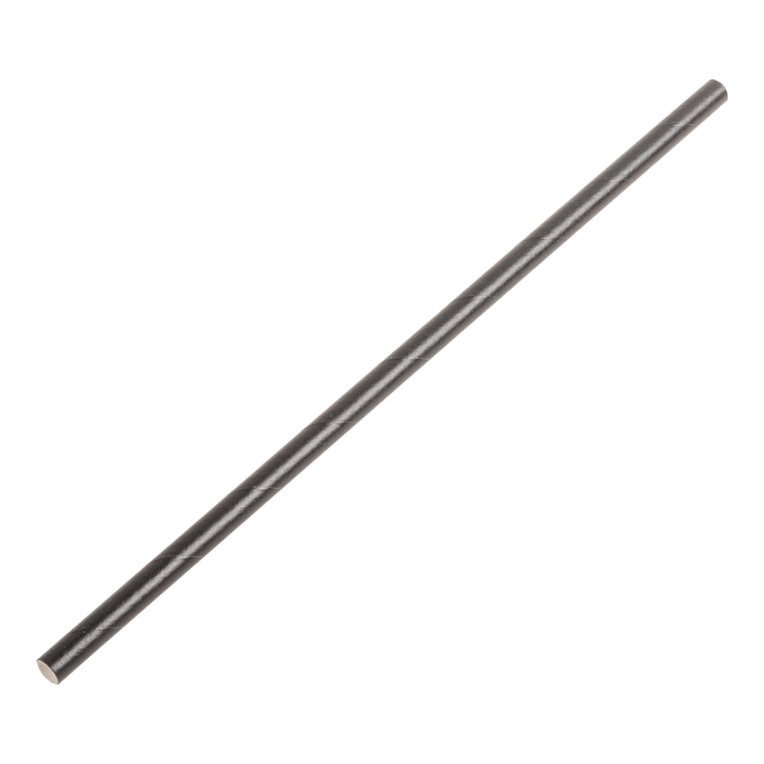 Eco Straw Cocktail Paper 8" Black Unwrapped