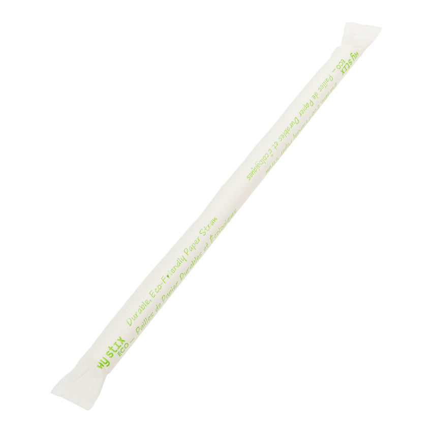 Paper Straw Milkshake 8" White Paper Wrapped, Wrapped