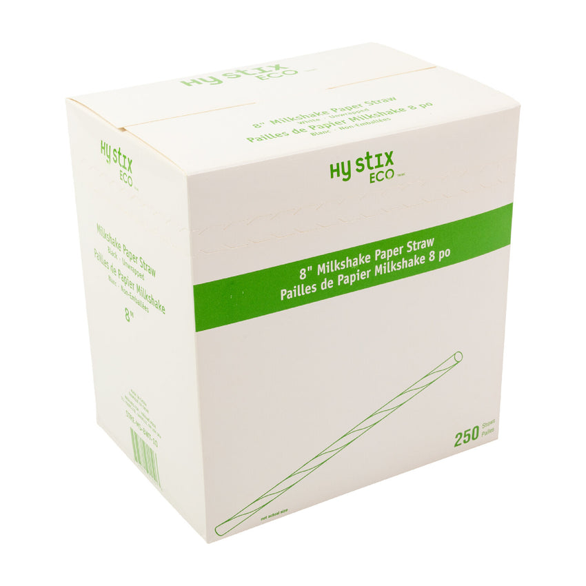 Paper Straw Milkshake 8" White Paper Wrapped, Inner