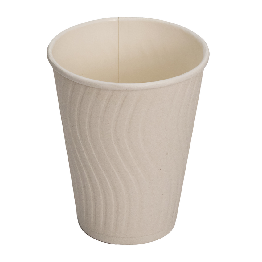 Wave Double Wall Paper Hot Cup 12 oz White