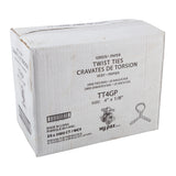Twist Tie 4x1/8" Green Paper, Case 2000x25