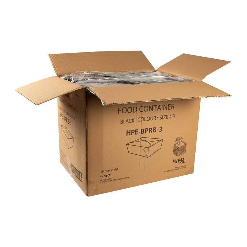 Take Out Food Container #3 Black, Case 50x4