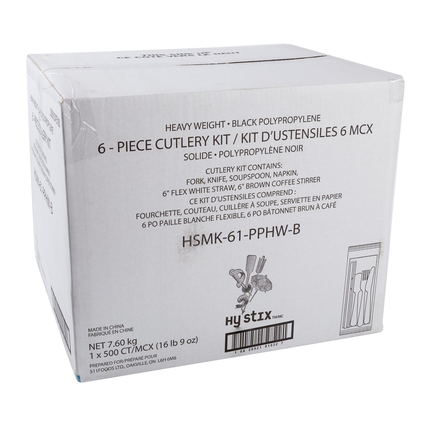 Meal Kit 6pc Polypropylene Black, Case 500