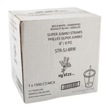 Straw Super Jumbo 8" Red & White, Case 1500