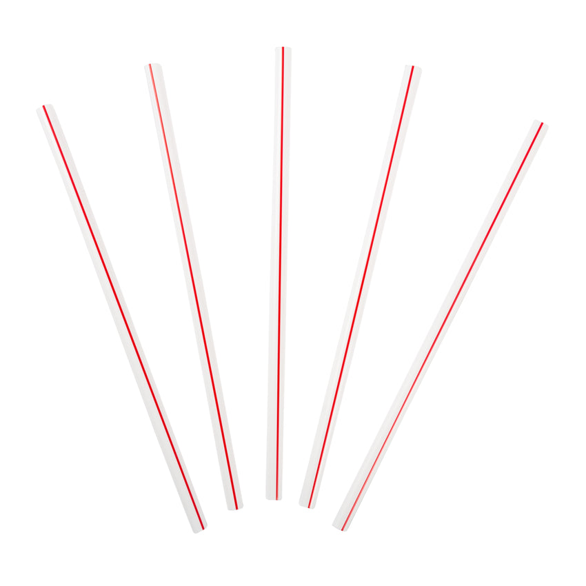 Straw Super Jumbo 8" Red & White, Case 1500